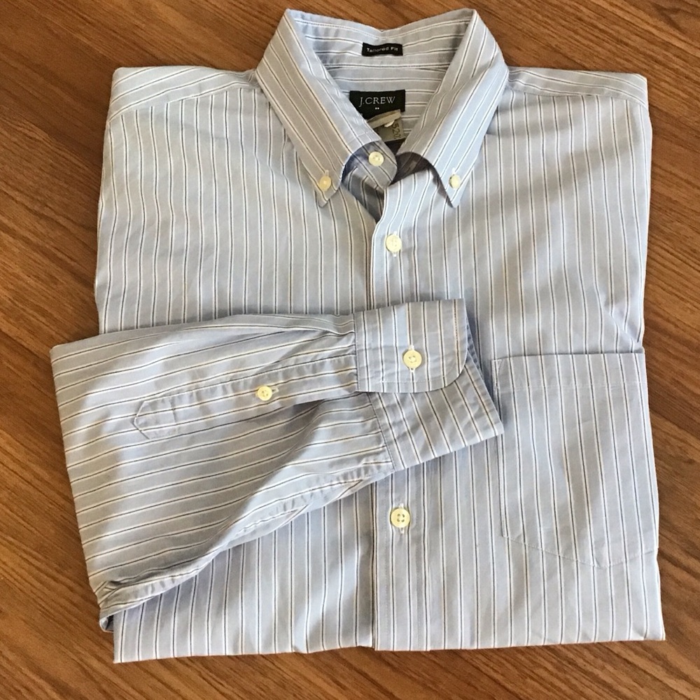 Men’s J. Crew Tailored Fit pin stripe long sleeve button down cotton shirt